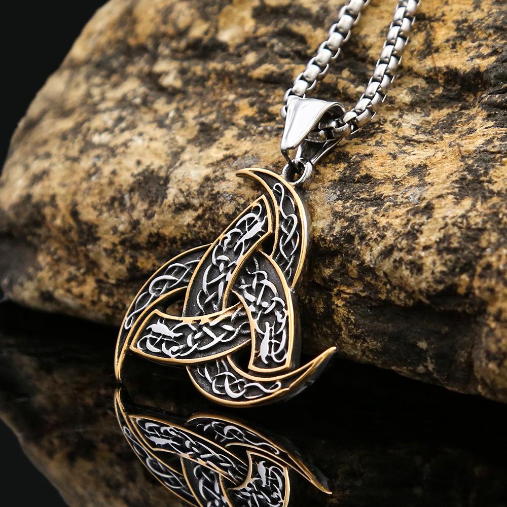 Men's Hip-Hop Stainless Steel Evil Eye & Hand Triangle Pendant Necklace