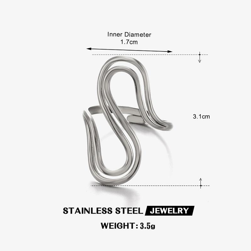 Stainless Steel Metal Line Open Rings For Women Minimalist Gold Color Irregular Geometric Finger Ring Jewelry Accessories