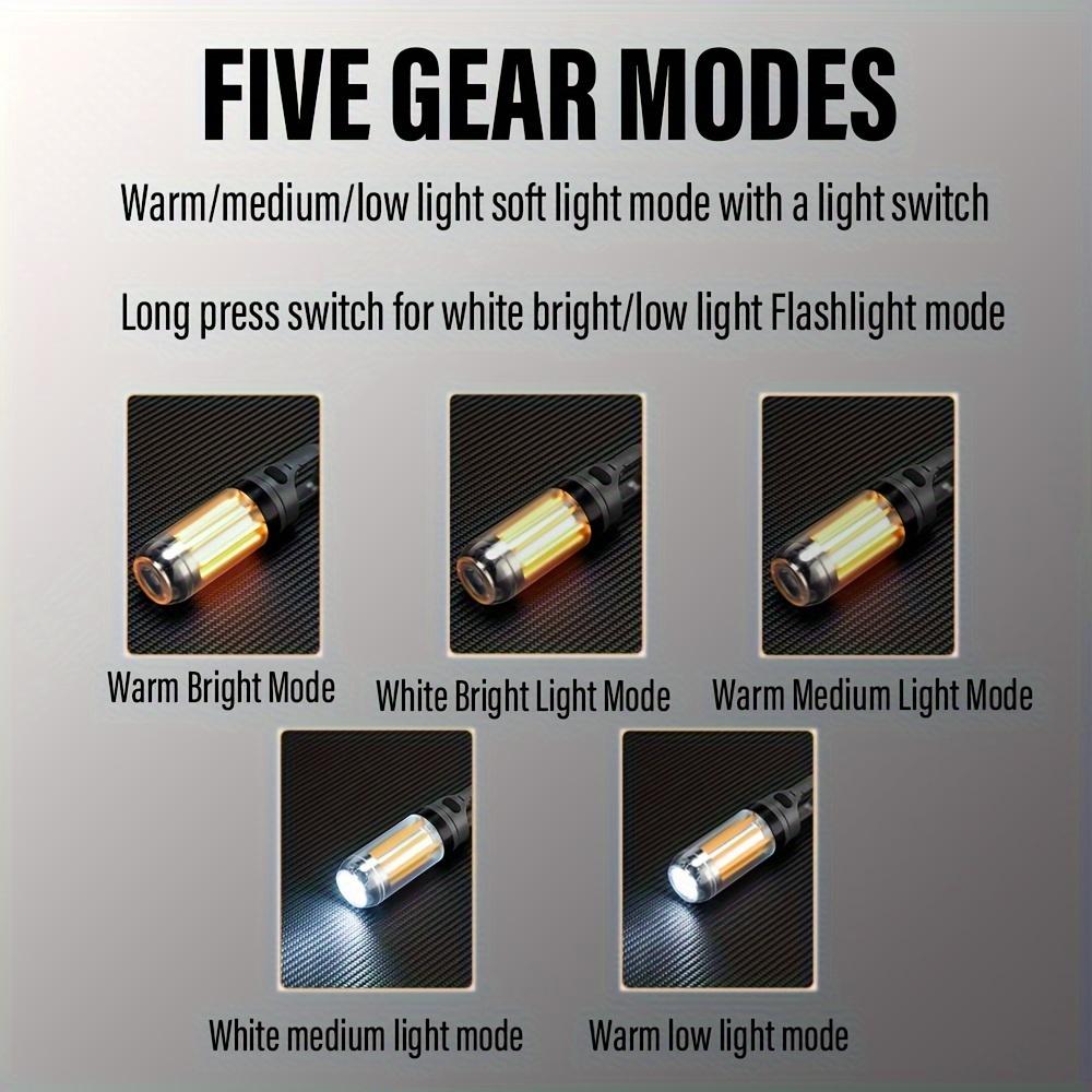 LED Camping Light, Super Bright Rechargeable Flashlight with Clip,5 Lighting Modes, Lithium-ion Battery Powered, Portable Hook for Outdoor