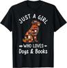 Just A Girl Who Loves Dogs And Books Reading Dog Puppy Lover Gift Unisex T-Shirt