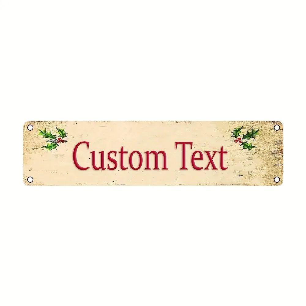 16x4In 2D Flat Classic Santa Aluminum Sign Custom Text Christmas Wall Decor