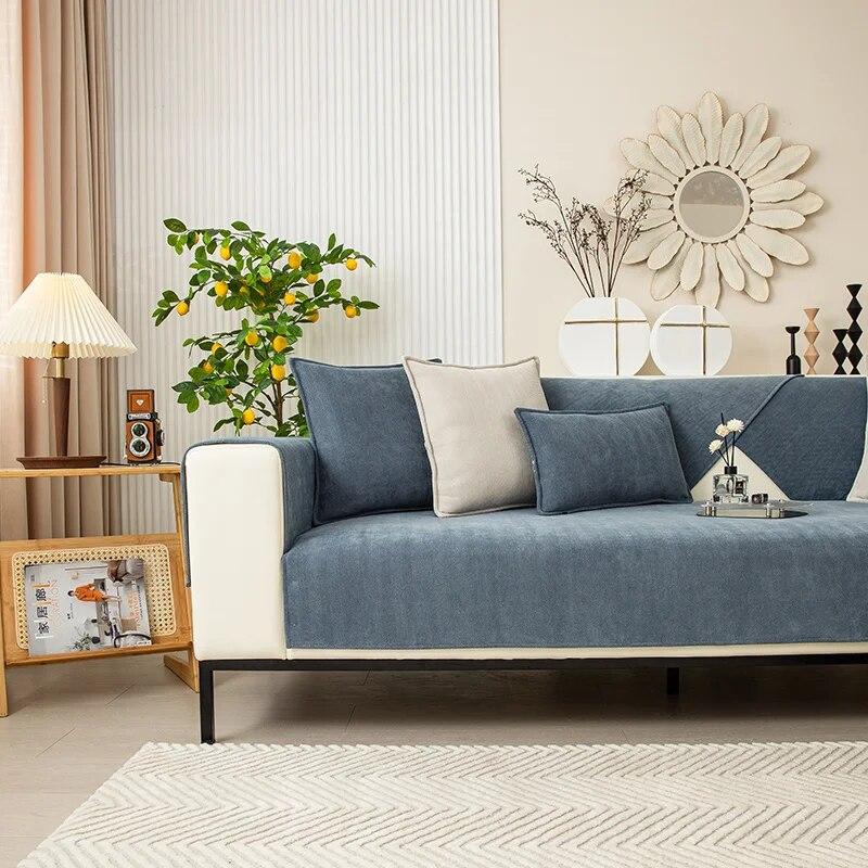 

Универсальный чехол для дивана, однотонная подушка для дивана в полоску синели для гостиной, нескользящая подушка для дивана, подлокотник, спинка 70x70cm 1pc
