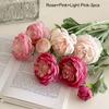 3 Branch Simulation Flocking 3 Dew Lotus, Peony Fake Flowers Home Table Decoration Wedding Scenery Floral.
