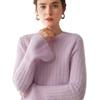 Women's Cashmere Round Neck Cable Knit Sweater - Thick, Loose Cuffs, Slit Design