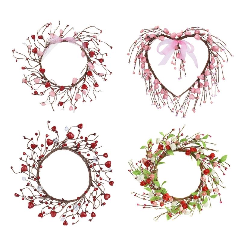 Artificial Heart Berries Wreath For Valentines's Day Decoration Decorative Garland Wedding Window Table Centerpieces