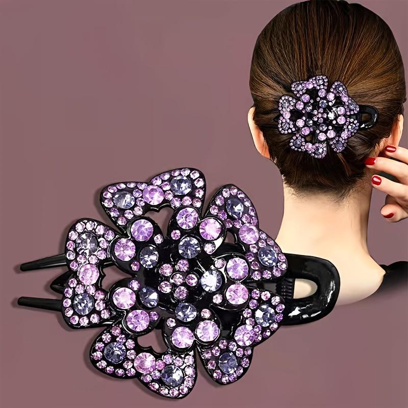 Resin Rhinestone Clip Elegant Fixed Headdress Hairpin Large Duck Clip Women Elegant Barrettes