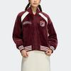 Adidas Originals Trefoil Striped Detail Logo Embroidery Color-Block Zip-Up Cotton Jacket Damen Oberbekleidung Burgunderrot HY4180