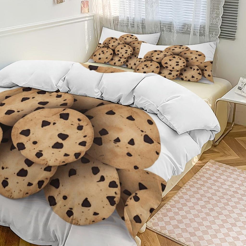 Biscuit Duvet Cover Sets For Kids Boys Girls Queen King Lightweight Quilt Covers Food Theme Bedding Set Room Decor No Comforter