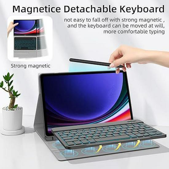 Compatible with Samsung 2025 S10FE: A9Plus Backlit Bluetooth Keyboard and Mouse Set with Protective Case for S9.