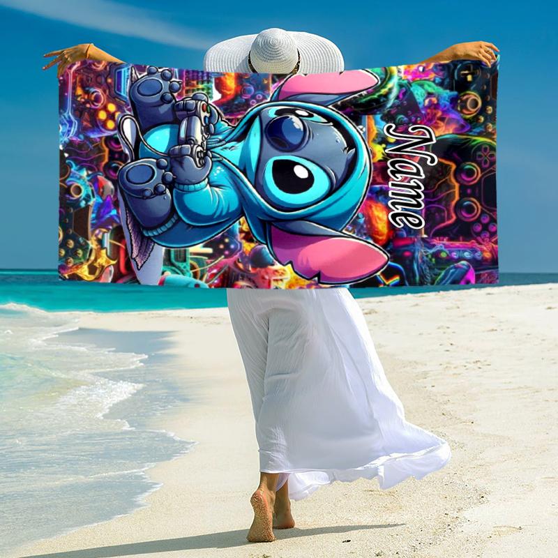 Personalized Butterflies Stitch's Adventure Beach Towel Microfiber Beach Towel Thin Absorbent for Beach Swimming Yoga Bath Sports. 0910225