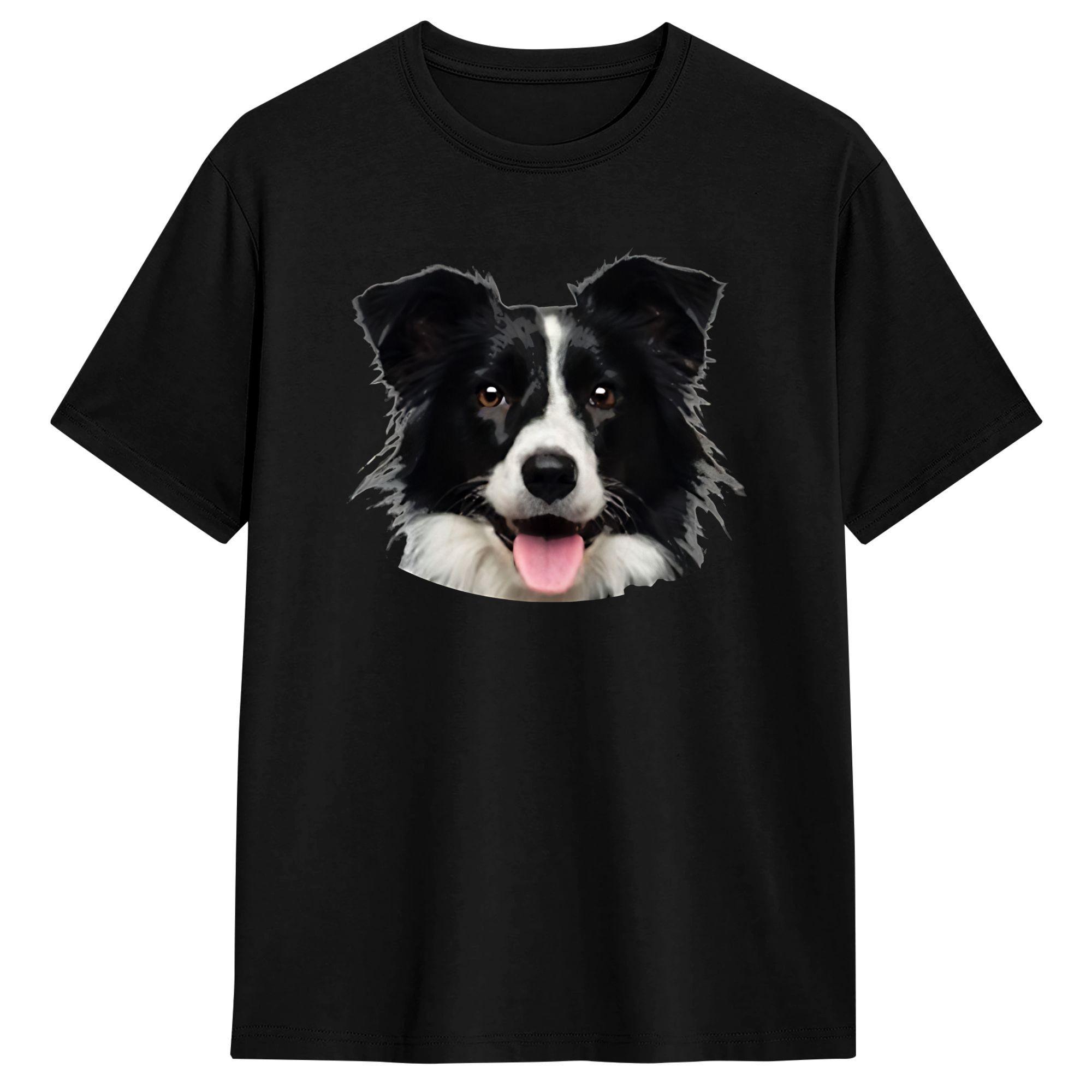 

Funny Border Collie Face Portrait Pure Cotton T Shirt For Couple Beach Y2K T-Shirts O-Neck Harajuku Tees Oversized Clothes 5XL різнокольоровий