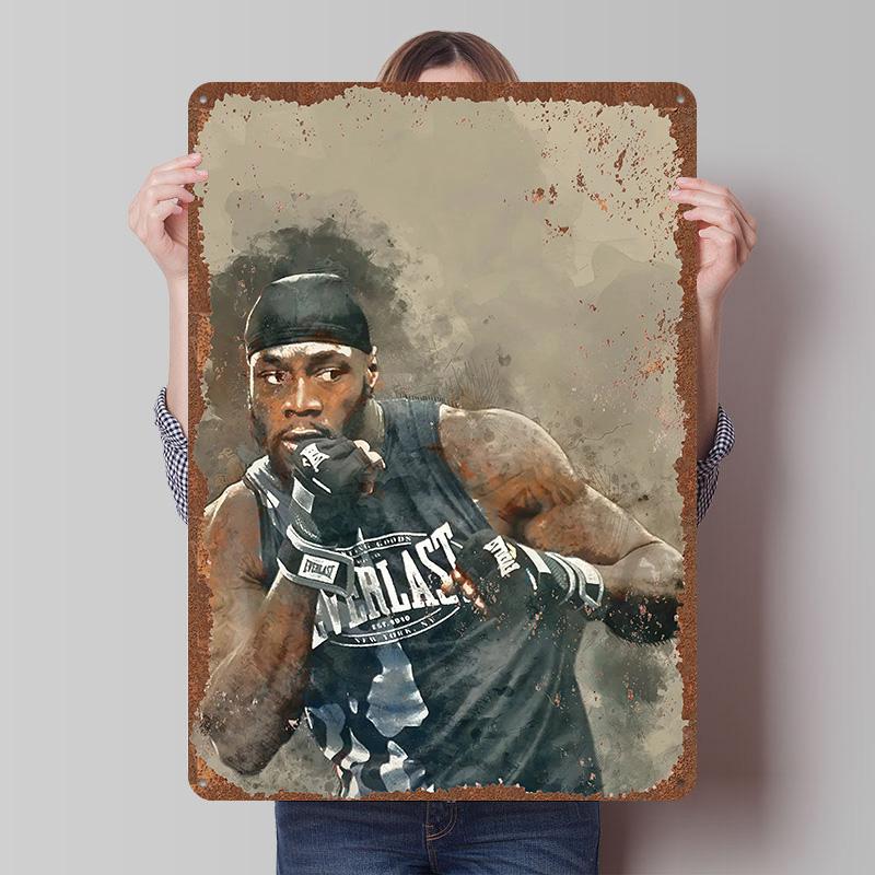 Deontay Wilder Boxer Metal Posters Custom Vintage Metal Signs Wall Art Tin Plaque for Man Cave Bedroom Decorations Home Decor
