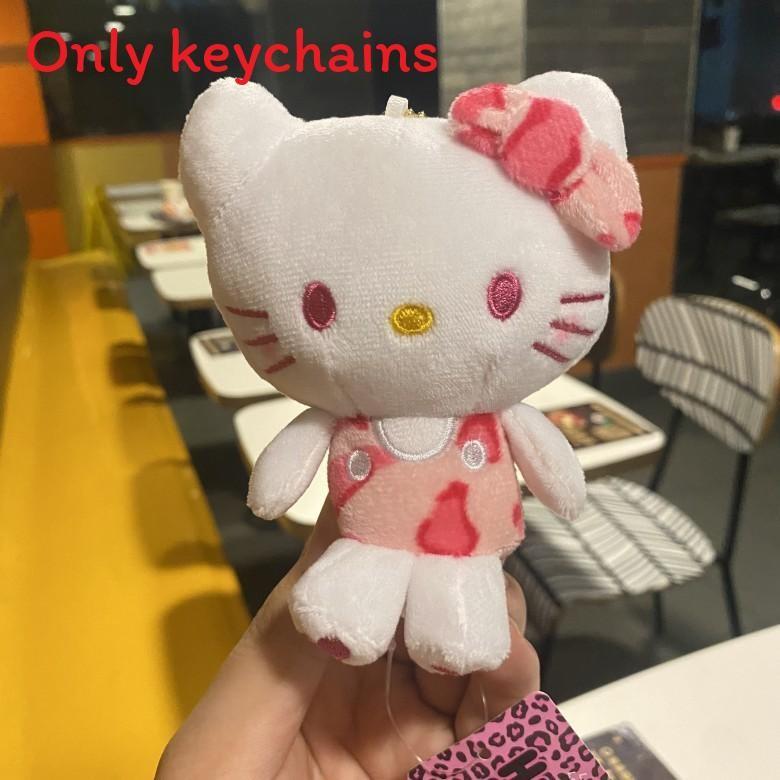 Hello Kitty Plush Keychain With Leopard Print For Girls Backpack Decor розовый
