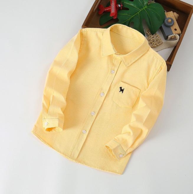 Roztomilá výšivka štěněte bílá košile dětská bílá košile vystoupení oblečení střední děti bílá košile jaro podzim košile s dlouhým rukávem