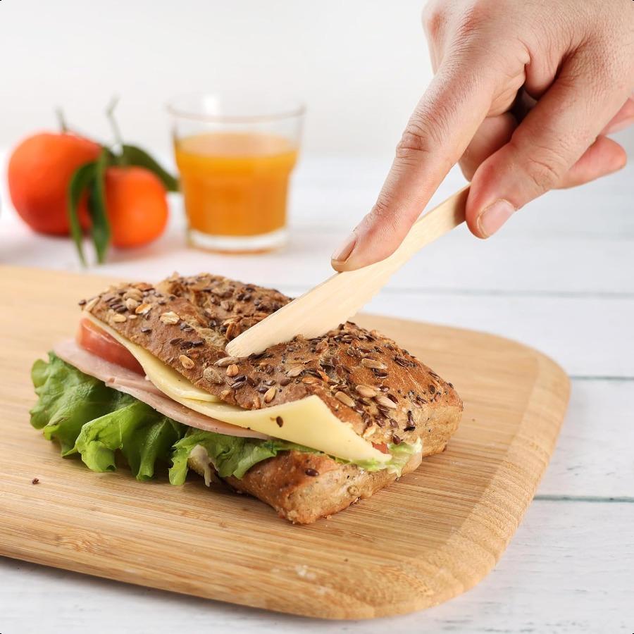 

[100 штук Натуральные бамбуковые одноразовые ножи Биоразлагаемые и экологичные столовые приборы для мероприятий на открытом воздухе] United States