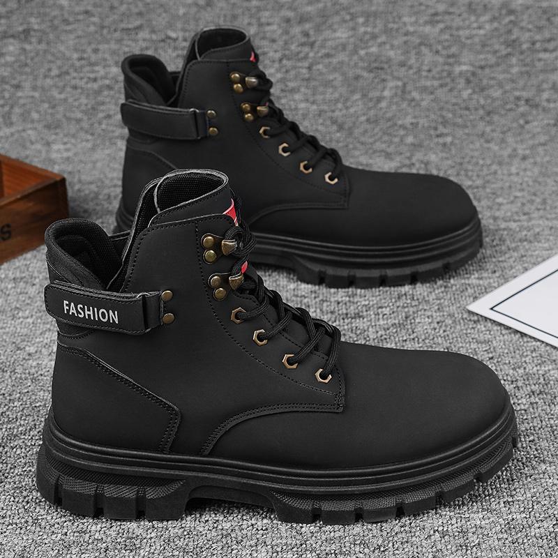New Fashion Autumn And Winter Men's High Top Martin Boots Students Male Boys Trending Soft Sole Work Shoes Labor Protection Martin Sneakers