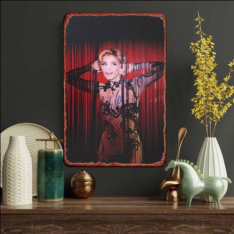 Vintage Metal Tin Sign Lady Bartender Wall Art Pub Decor