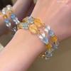 Five Elements Multi-Crystal Round Bead Bracelet - Transparent, Bright, High-End Design