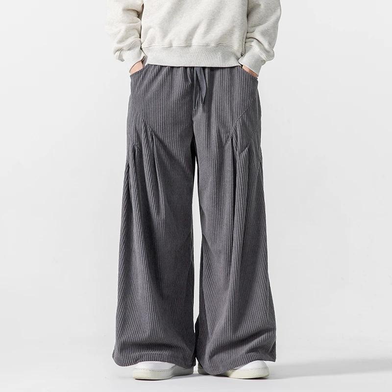 Heren Effen Kleur Corduroy Harembroek Heren Casual Oversized Wijde Pijpen Broek Mannelijke Oversized Jogger Harajuku Broek Heren Broek