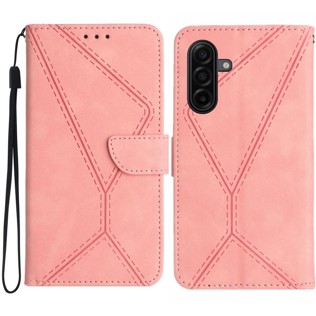 For Samsung Galaxy A57 5G Case Skin Touch Lines Imprinted PU Leather Flip Phone Cover
