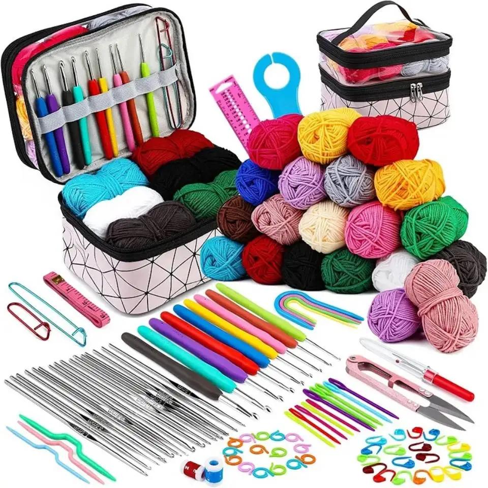 Fenrry 105Pcs Crochet Hooks Kit Knitting Tools Weave Yarn Markers Accessories for Beginner Hand DIY with Bag