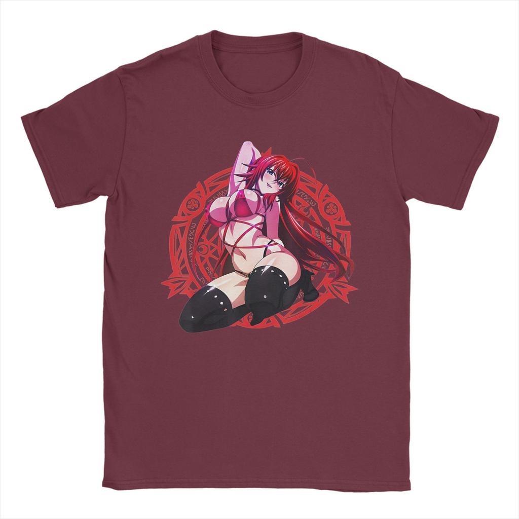 High School DxD Funny Anime Rias Gremory Character   Tshirts Men Cotton Clothing Retro  Round Neck Short Sleeve