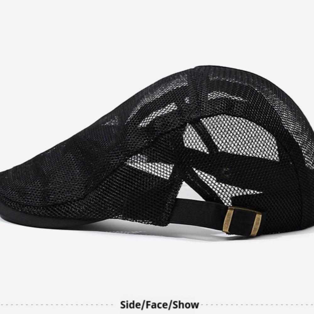 Summer Hollow Mesh Beret Breathable Sun Hat British Vintage Style Unisex Lightweight Casual Outdoor Daily Wear