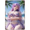 Vintage Retro Metal Tin Sign  Yue Liu Fairy from Perfect World Anime Beach Theme Wall Art for Bedroom Bar Game Room Decor