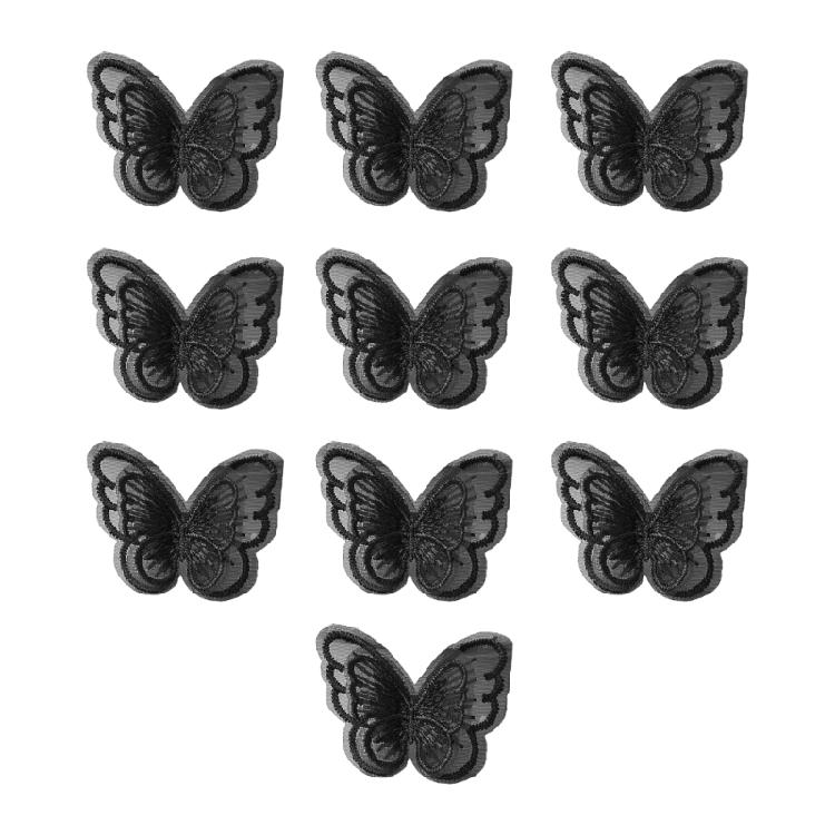 

10Pieces Butterfly Appliques Embroidery Butterfly Sew On Patches for Sewing Craft Wedding Dress Clothing Embellishment чёрный