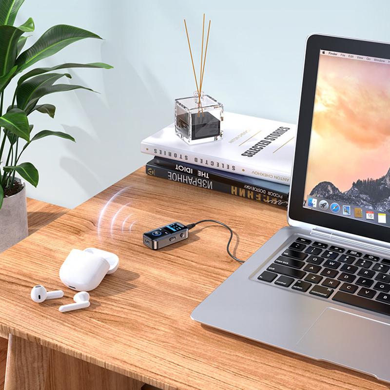 

5.4 Bluetooth Adapter Bluetooth Audio Receiver/Transmitter With Led Display Aux 3.5Mm Jack For Car Tv Speaker Headphones one size