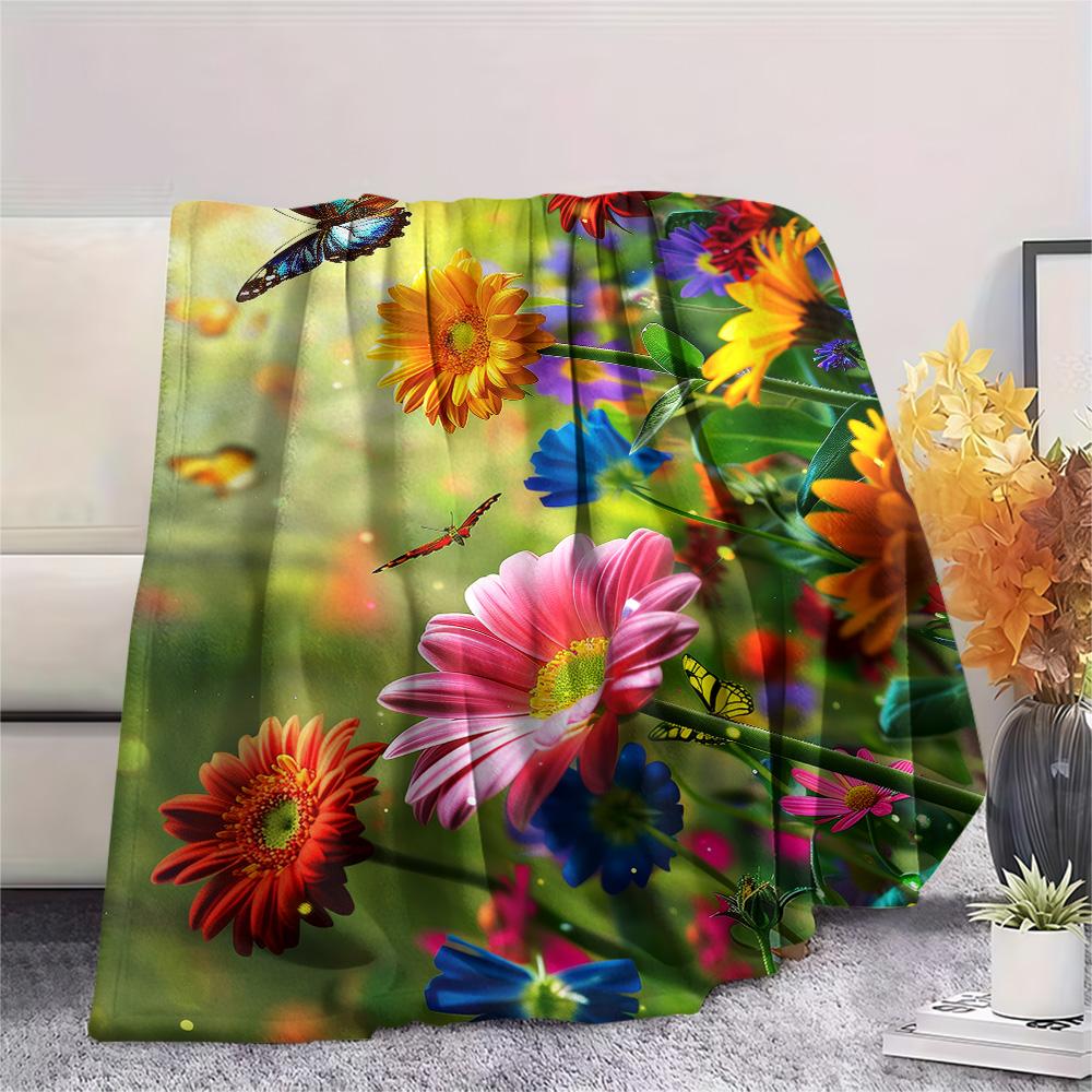 Rose Print Flannel Blanket, High quality Comfortable for All Seasons, Home Decor, Warmth and Comfort, Perfect for Christmas Gifts