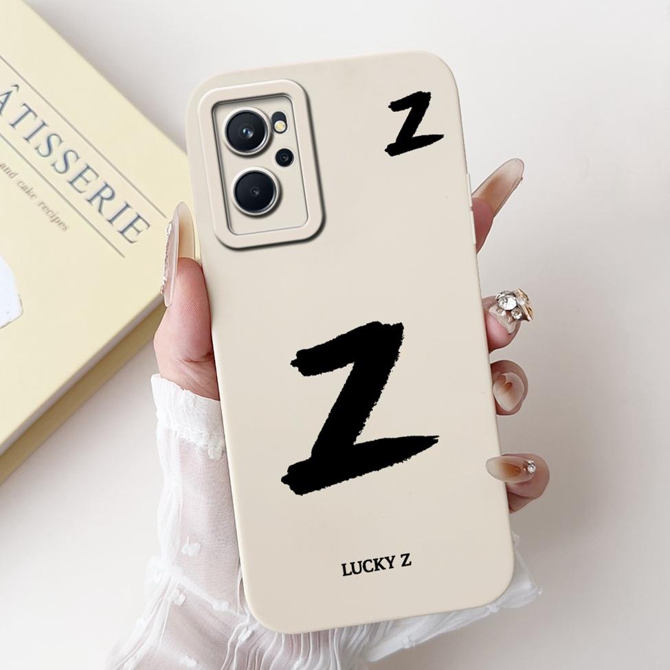 For Realme 9i 4G RMX3491 Cover For Realme 9i 4G Case Simple Fashion Luxury Letters A-Z Pattern Design Silicone Shockproof Bumper