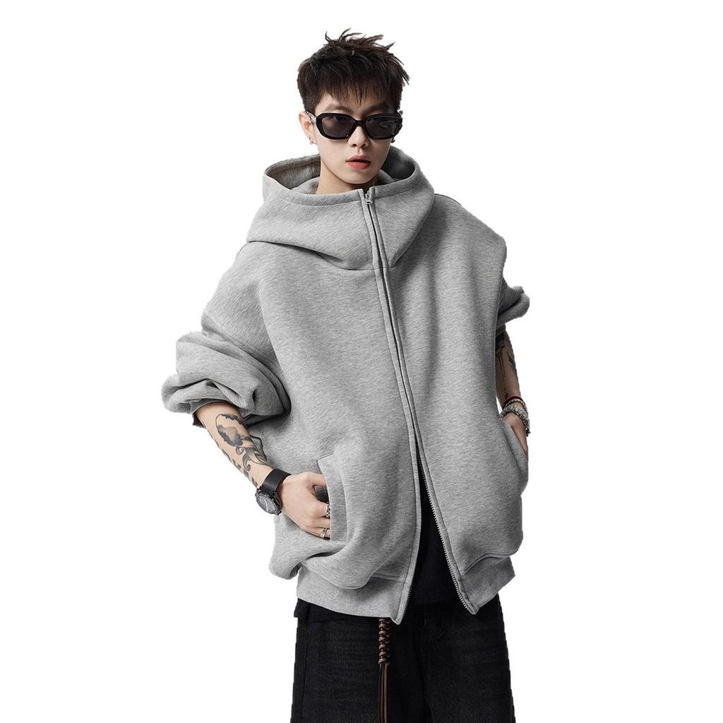 Herren Trendy Schwergewicht Hoodie Cardigan - Cool, Lässiger High Street Style, Rollkragen Winterjacke