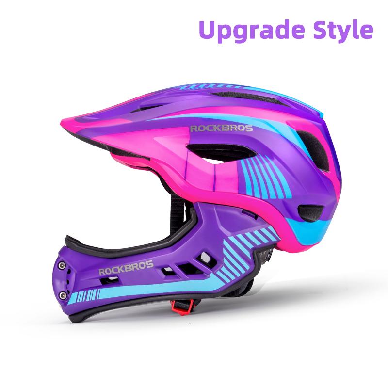 Casco da Bicicletta Integrale Rockbros per Bambini Casco da Downhill Rimovibile Integrato Ammortizzante Anti-Sudore Con 12 Aperture di Ventilazione