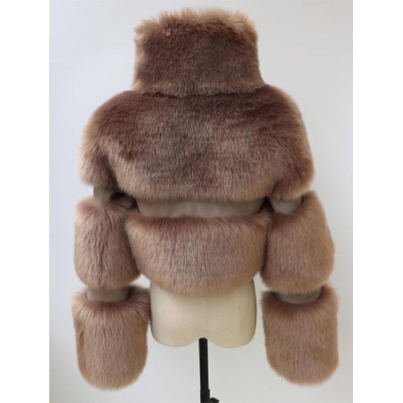 Winter New Women's Short Imitation Coat Lapel Warm Fashion Artificial Fox Fur Coat