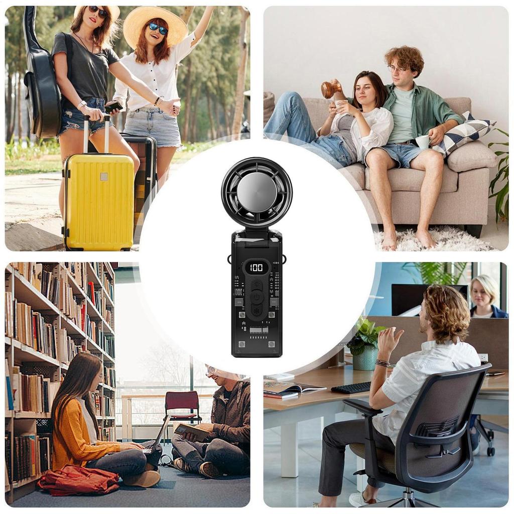 Handheld Fan Rechargeable Personal Fan Handheld With Instant Cooling Plate Cooling Device With LED Light For Workplace Walking