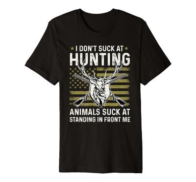 Men Clothing I Dont Suck At Deer Hunting TShirt Everyday Essential Classic Print Round Neck Short Sleeve Cotton Tshirt Unisex