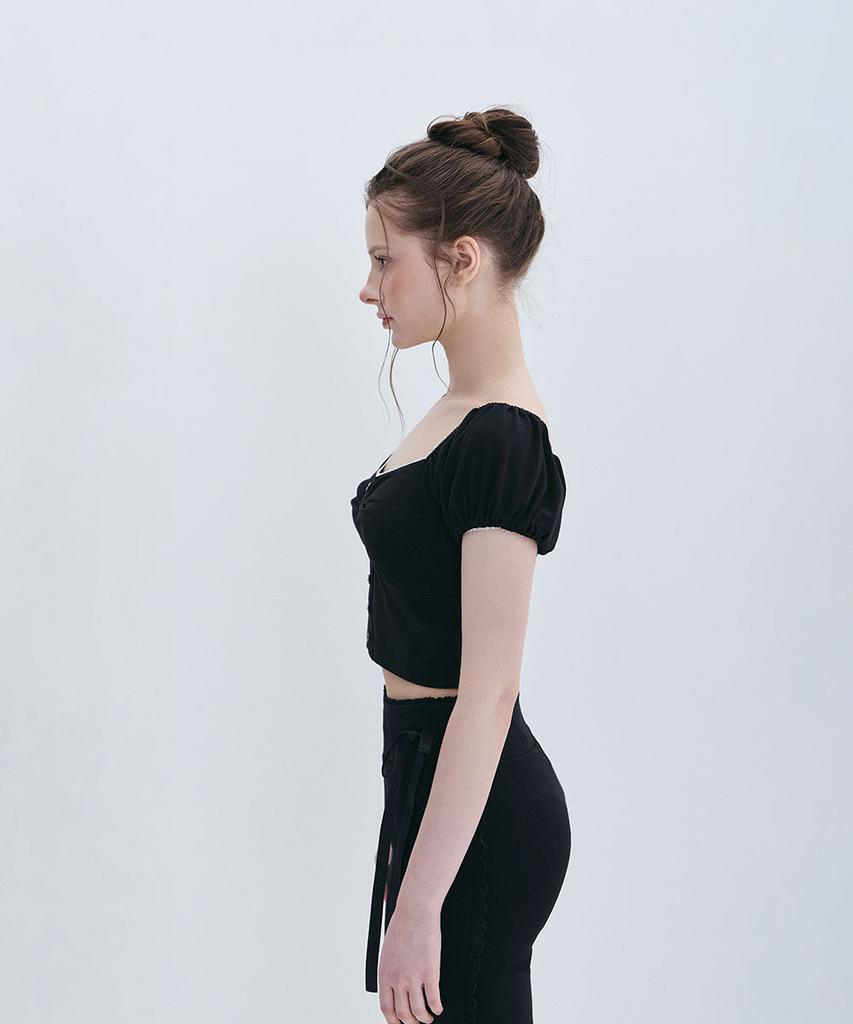 Moabel Coquette Puff Top - Black