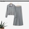 ZANZEA Women Long Sleeve Stripe Splice Blouse and Pants Casual Two Piece Suit Sets