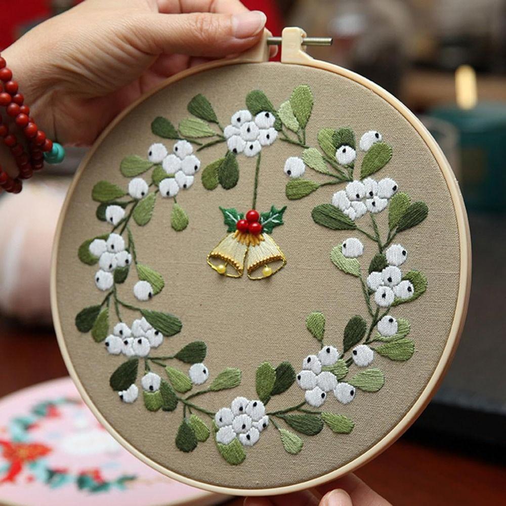 Handmade Christmas Embroidery Kit Reusable Needlepoint Kit  Embroidery Beginners
