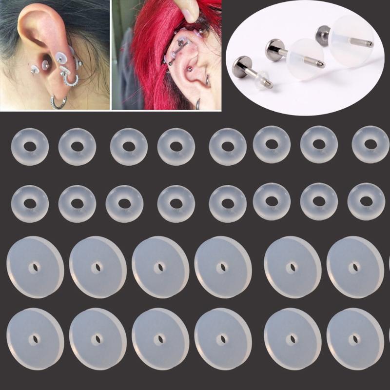 Piercing Heilungs-Silikonscheiben Fixierring für die Rückseite der Ohrringe Transparente Scheibenpads zur Fixierung der Ohrringe