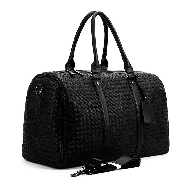 Sac en cuir PU Sac de voyage neutre Design tricoté Sac à main d'affaires Grand sac Sac à bandoulière Sac de voyage à courte distance pour les voyages d'affaires