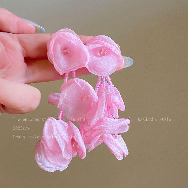 Chiffon Fairy Flower Earrings: Elegant, Delicate Studs with a Whimsical Forest-Inspired Design for a Gentle, Stylish Touch.