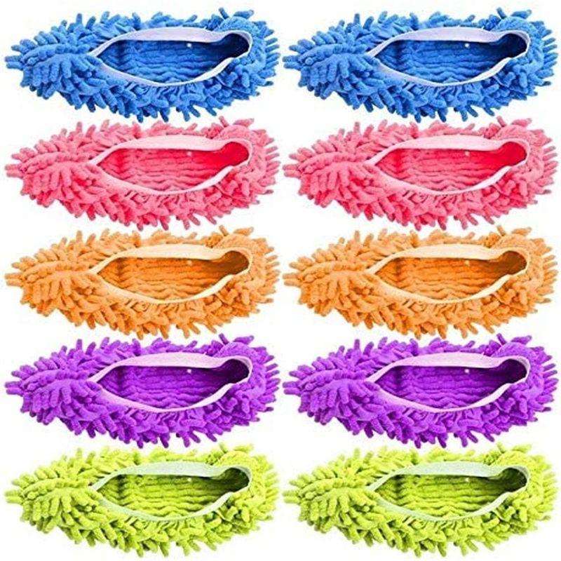 

ABJI-House Mop Slippers 6 Pairs Soft Washable Foot Sock Floor Cleaning Tools Shoe Covers