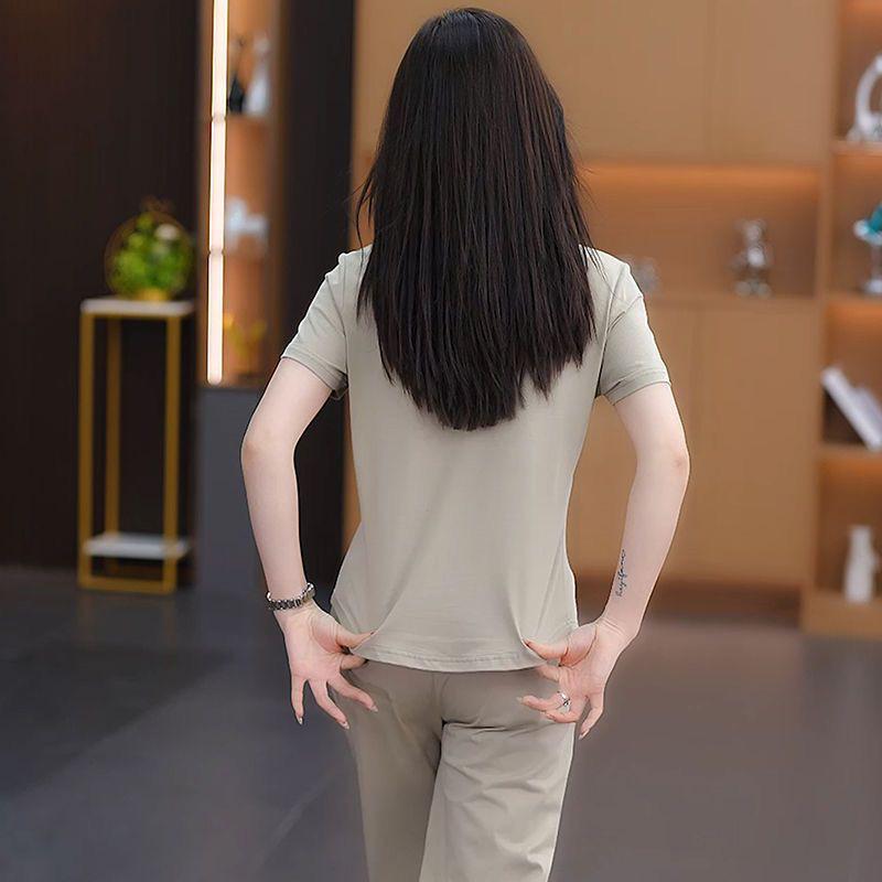 2025 Summer Trendy Chinese Casual Sportswear: Slimming Wide-Leg Pants Two-Piece Set