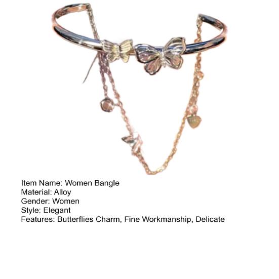 Bracciale Donna Argento 925 Farfalle Regolabile Doppia Catena Gioiello