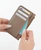 Altro Rose Fragment Case, a slim, mini wallet for women in grained pinkbeige. Features a bifold design with a coin purse and synthetic leather card