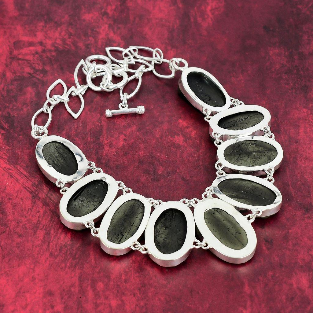 Black Tourmaline Rough Necklace 925 Solid Sterling Silver Adjustable Chain Necklace Gift For Women, Handmade Gemstone Jewelry Necklace