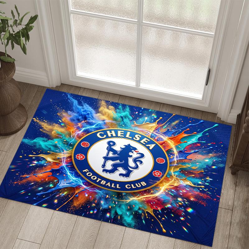 Chelsea FC Design Crystal Velvet Carpet Cozy Non?Slip Printed Rug For Bedroom Living Room Entrance