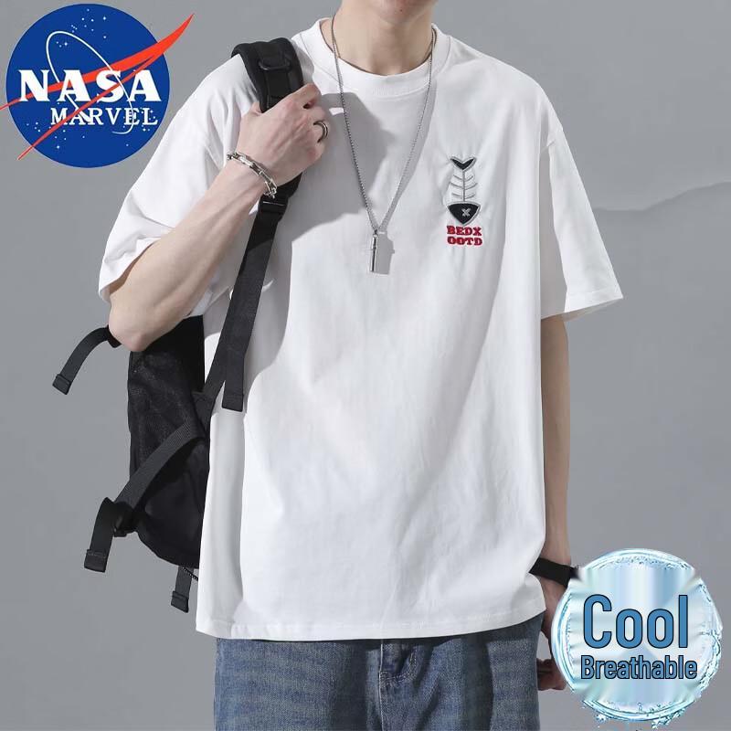 NASA MARVEL Men's Embroidered Short Sleeve T-Shirt